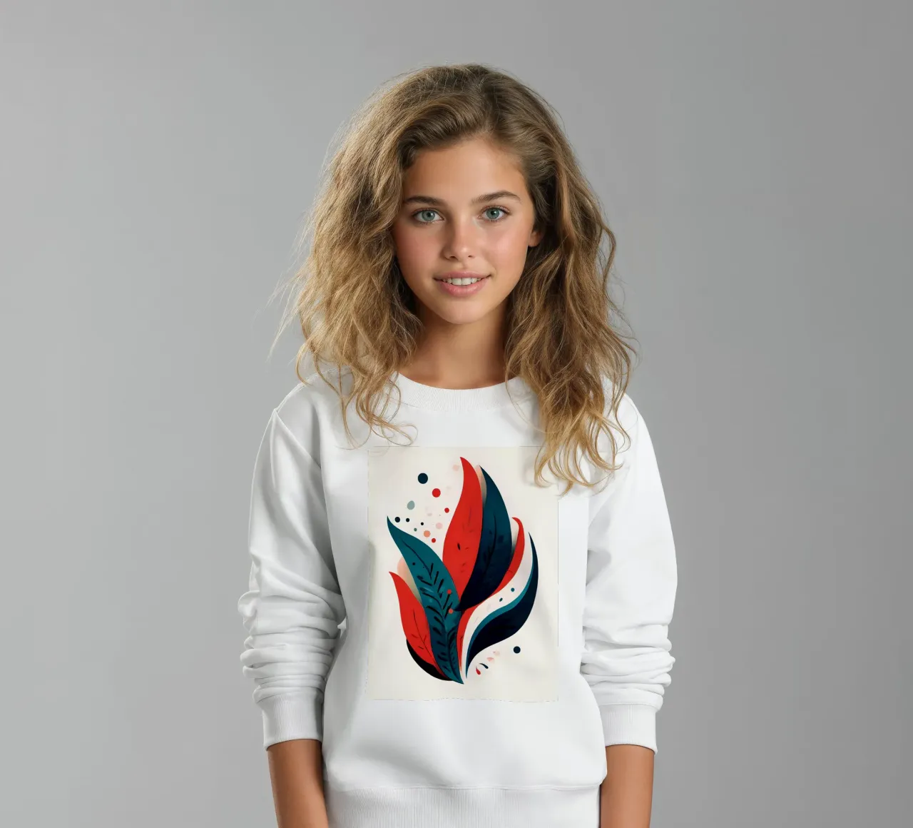 Foglie cremisi e verde acqua felpa bambino da Artistic-shop