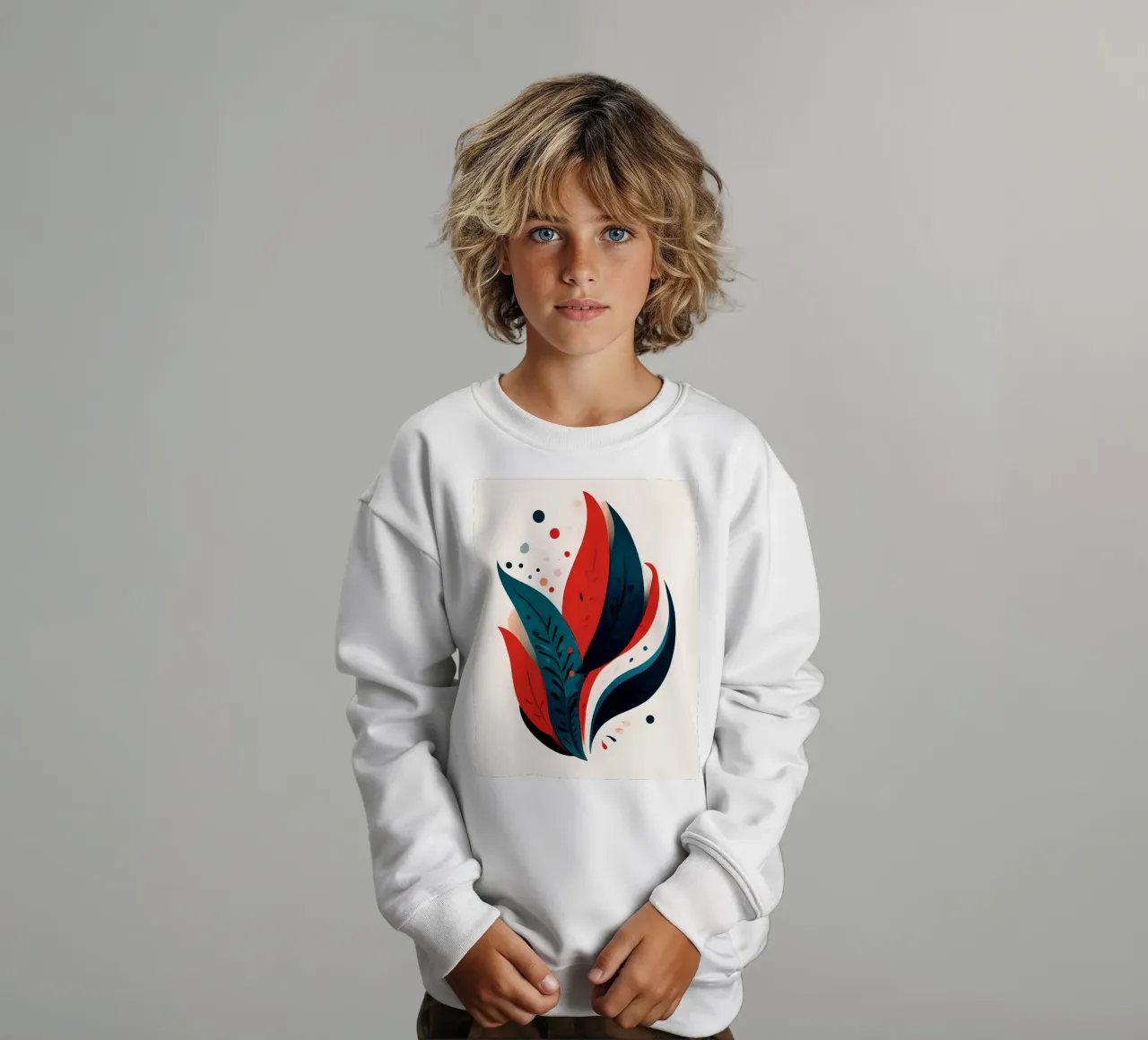 Foglie cremisi e verde acqua felpa bambino da Artistic-shop