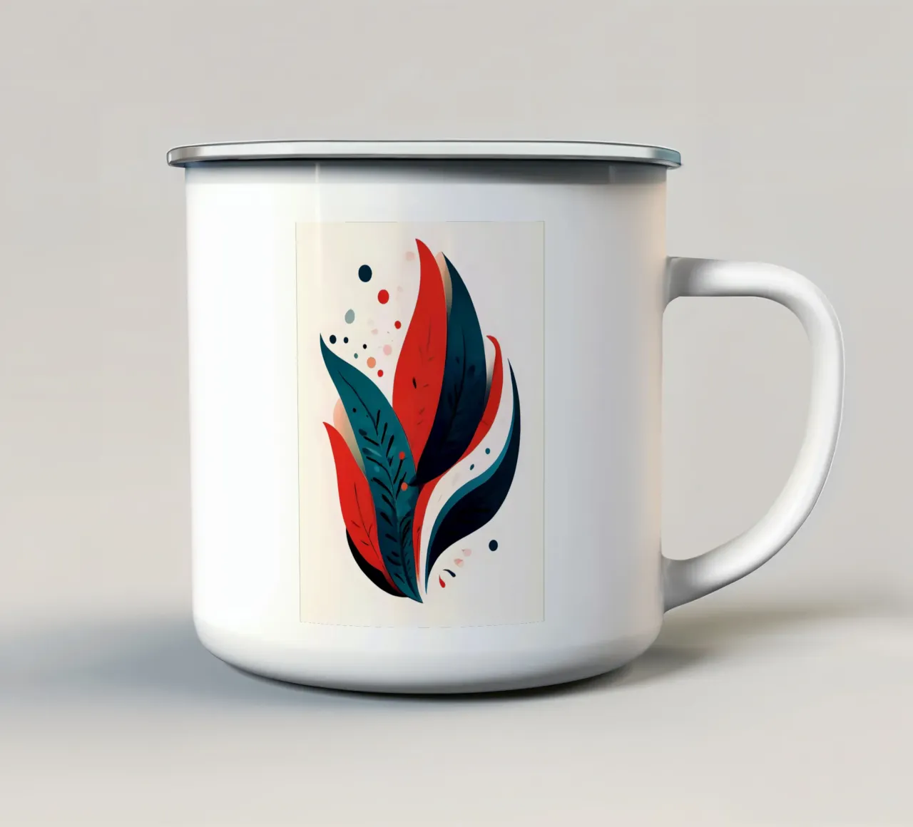 Foglie cremisi e verde acqua tazza in smalto da Artistic-shop