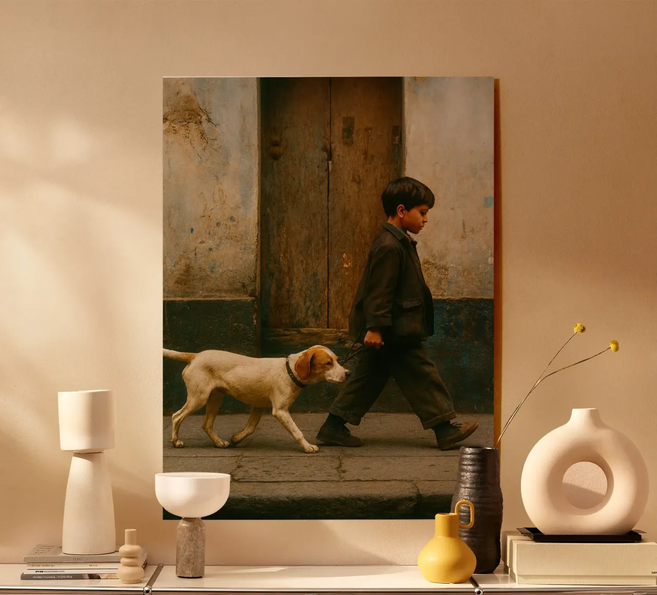 ragazzo e cane plexiglass da onelife