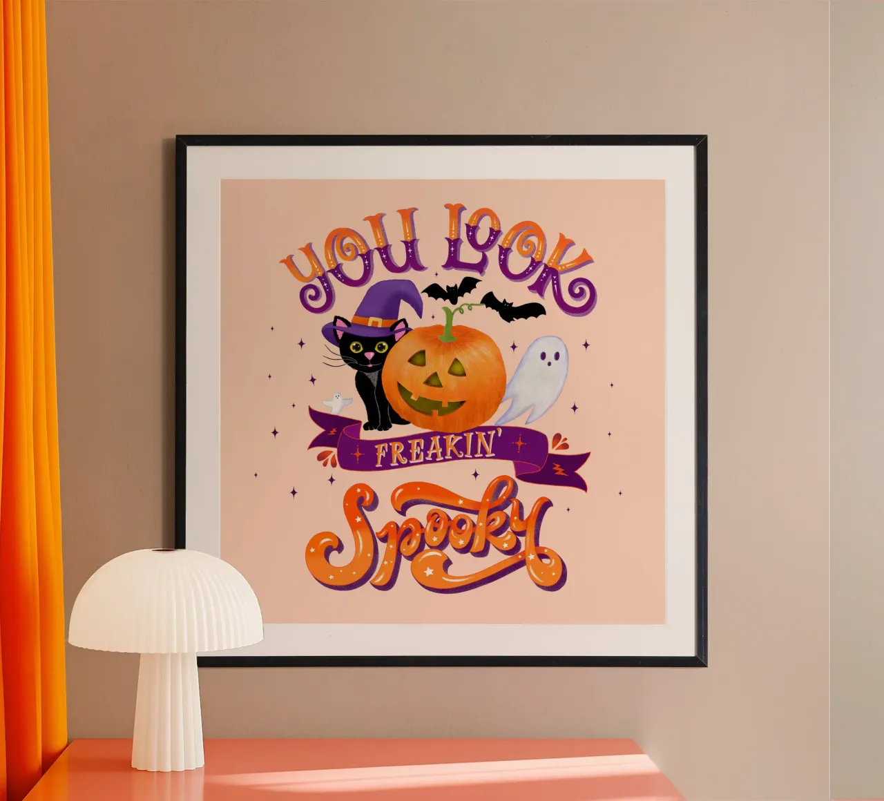 Halloween: hai un aspetto assolutamente spaventoso. poster con telaio in legno da CalliLetters