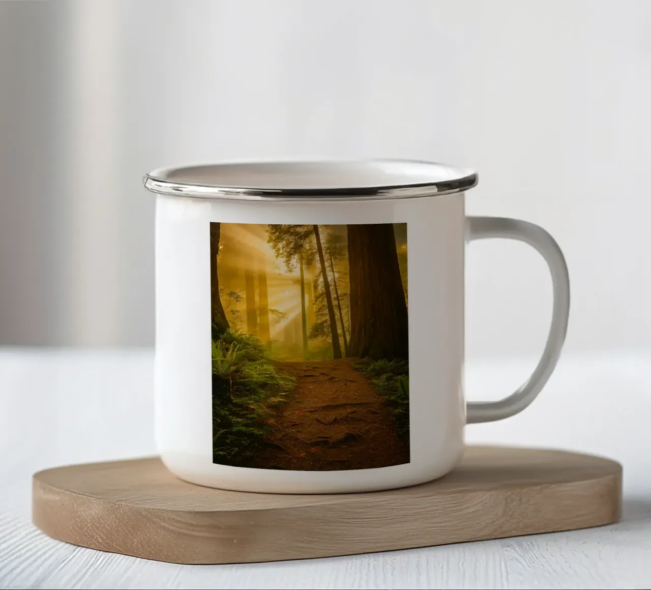 strada del sentiero nella foresta tazza in smalto da onelife