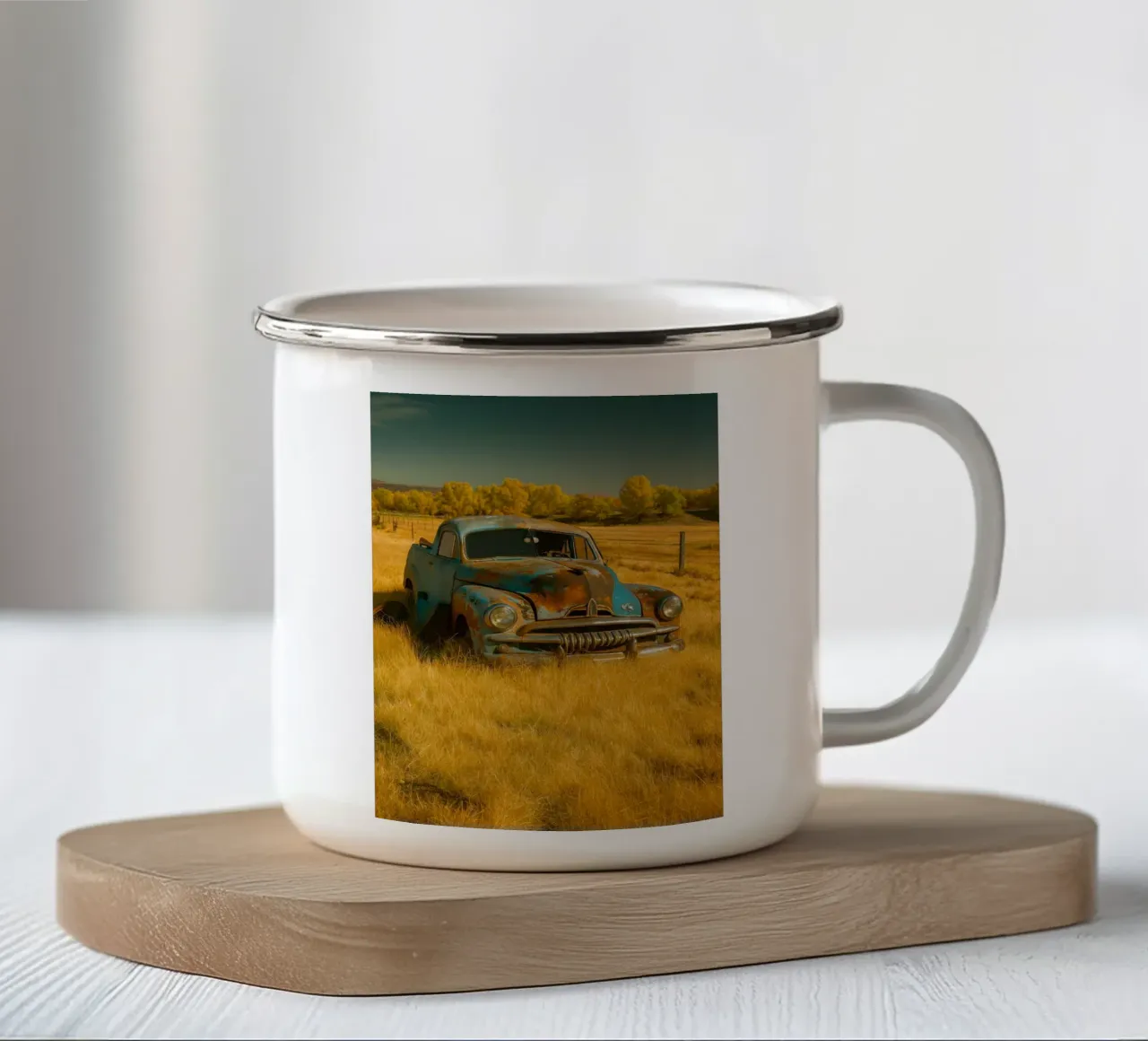 auto arrugginita tazza in smalto da onelife