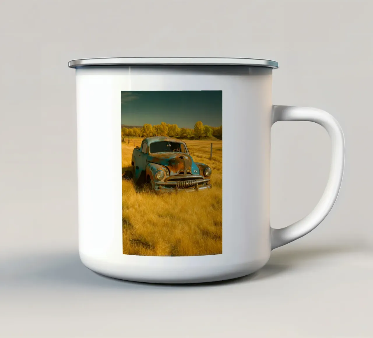 auto arrugginita tazza in smalto da onelife