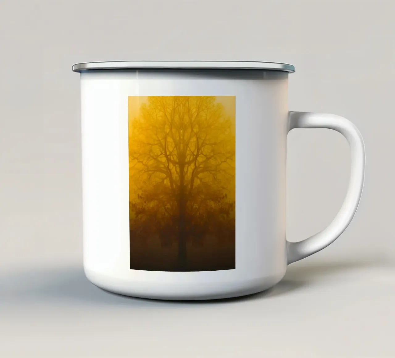 alberi di nebbia crepuscolare tazza in smalto da onelife