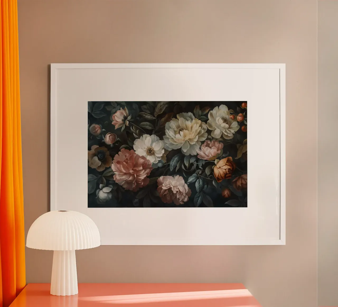 Moody Dusk Baroque Bloemblaadjes poster van Andrea Haase Vintage World