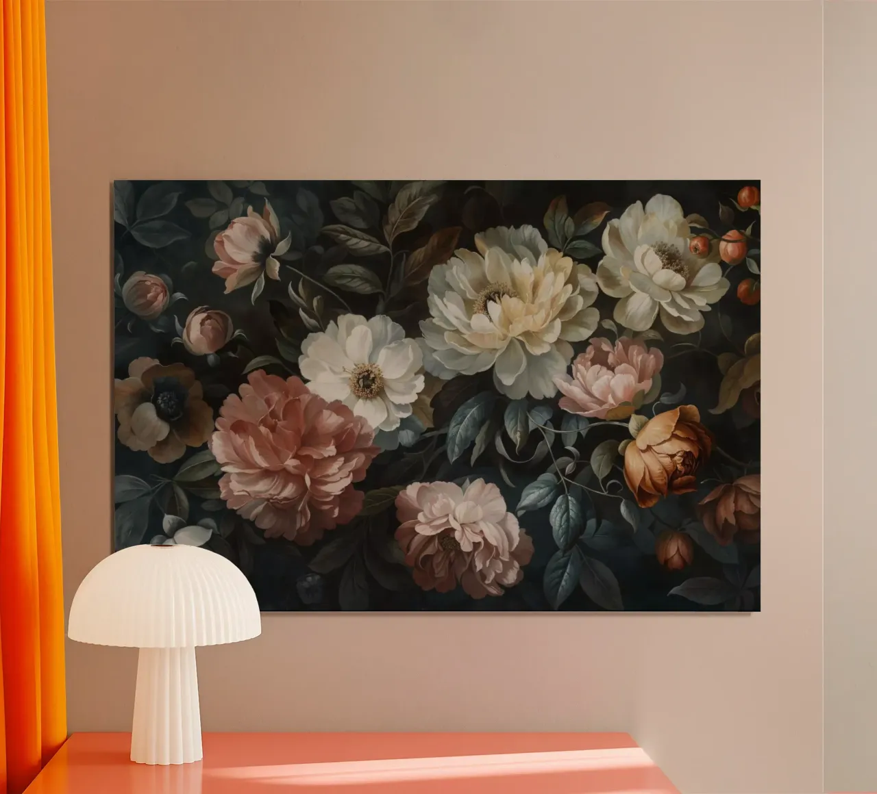 Moody Dusk Baroque Bloemblaadjes poster van Andrea Haase Vintage World