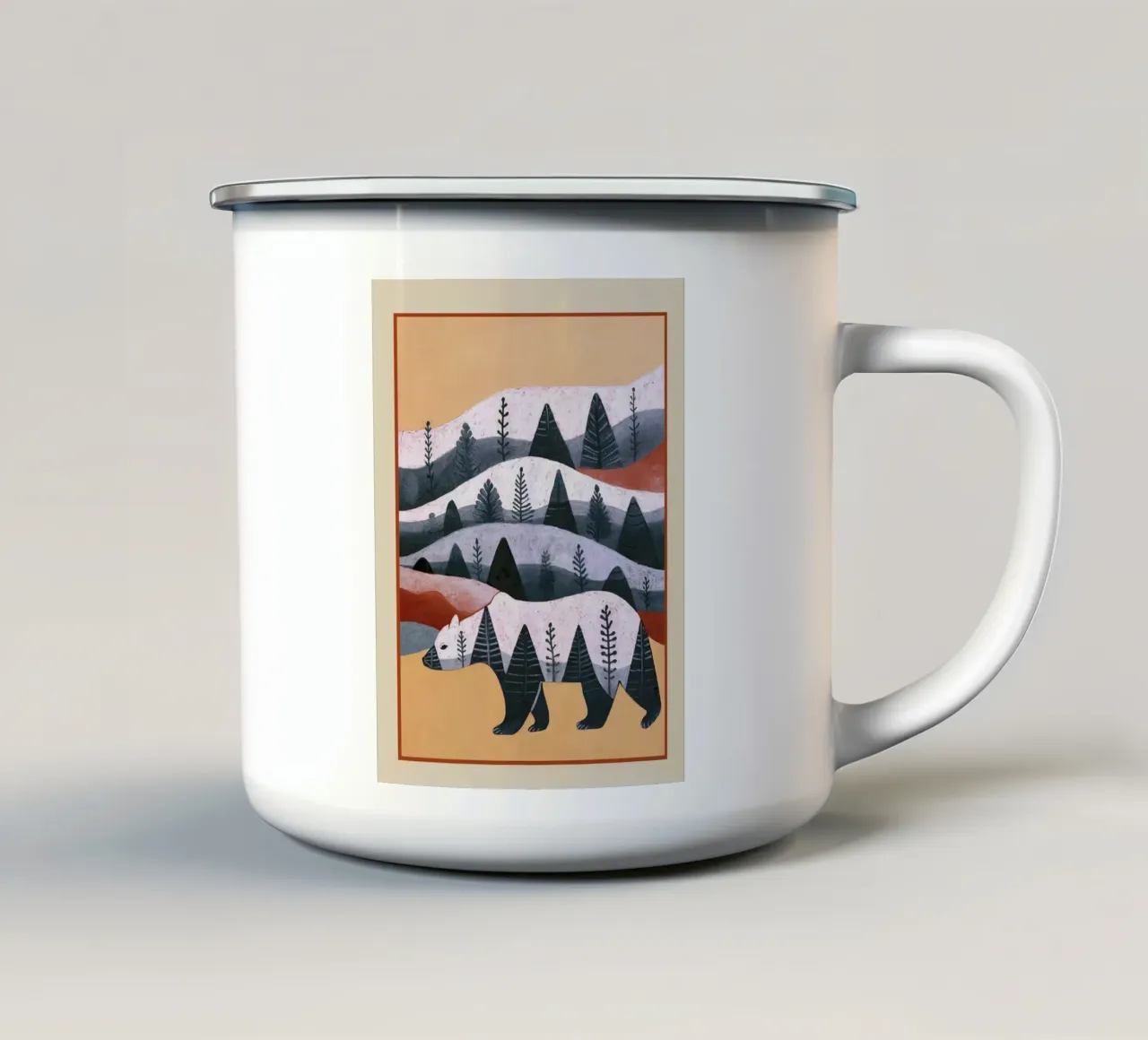 Orso di montagna tazza in smalto da Nadjaa