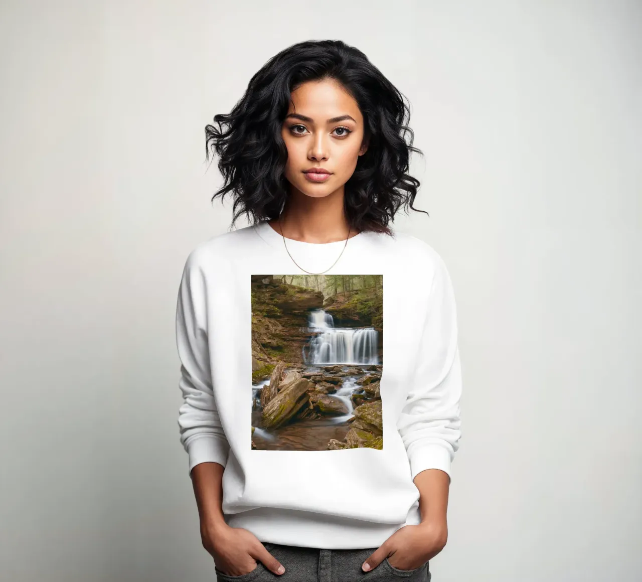 piccola cascata nel fiume felpa da onelife