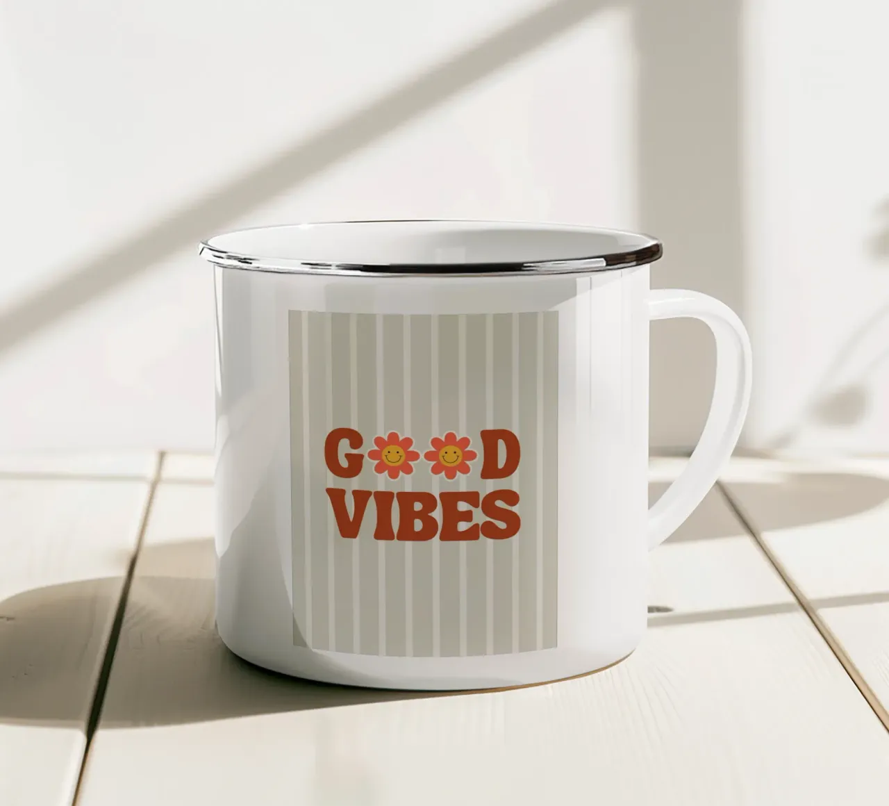 Good Vibes - Stripes Poster tazza in smalto da Imaginative Quotes