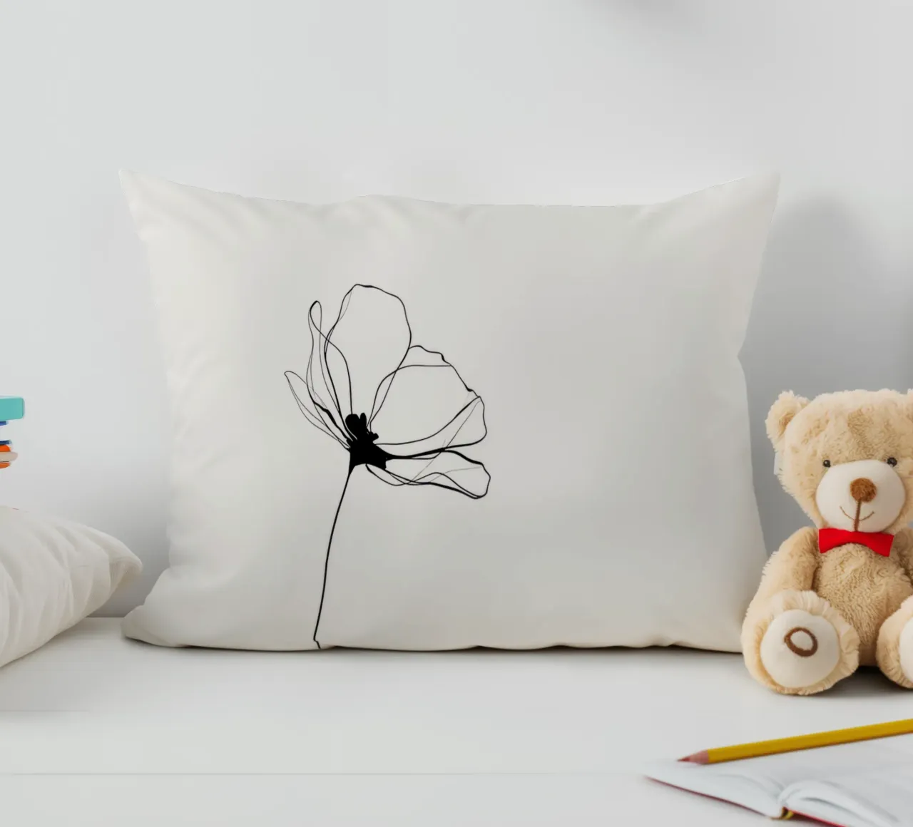 Hand-Drawn Flower – Minimal Botanical Line Art Print cuscino da Aralyn