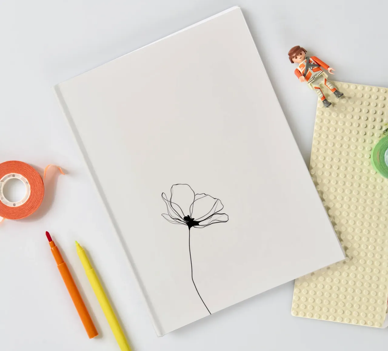 Hand-Drawn Flower – Minimal Botanical Line Art Print notebook by Aralyn