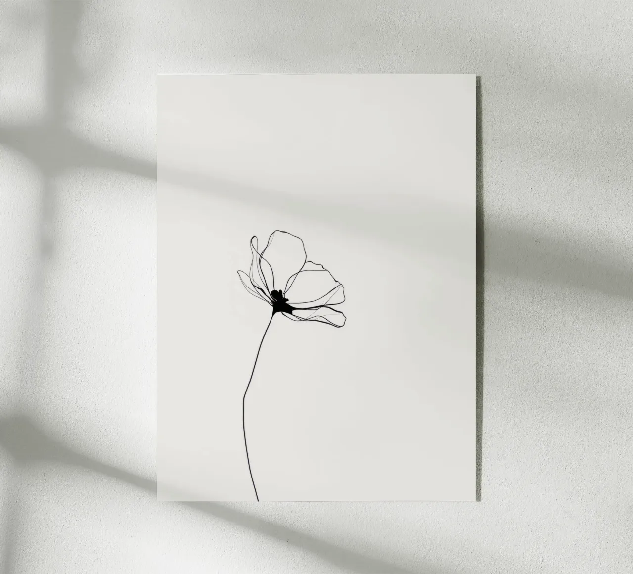 Hand-Drawn Flower – Minimal Botanical Line Art Print plexiglass da Aralyn