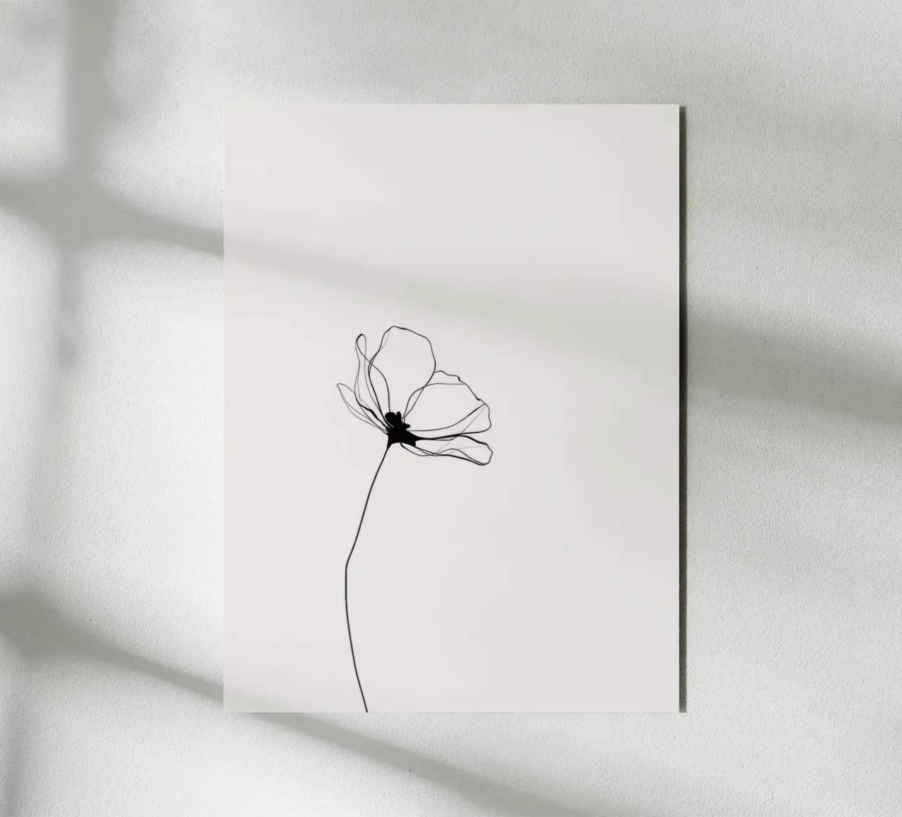 Hand-Drawn Flower – Minimal Botanical Line Art Print alluminio dibond da Aralyn