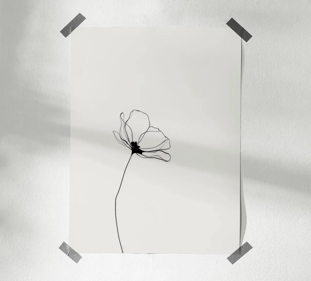 Hand-Drawn Flower – Minimal Botanical Line Art Print carta hahnemühle da Aralyn