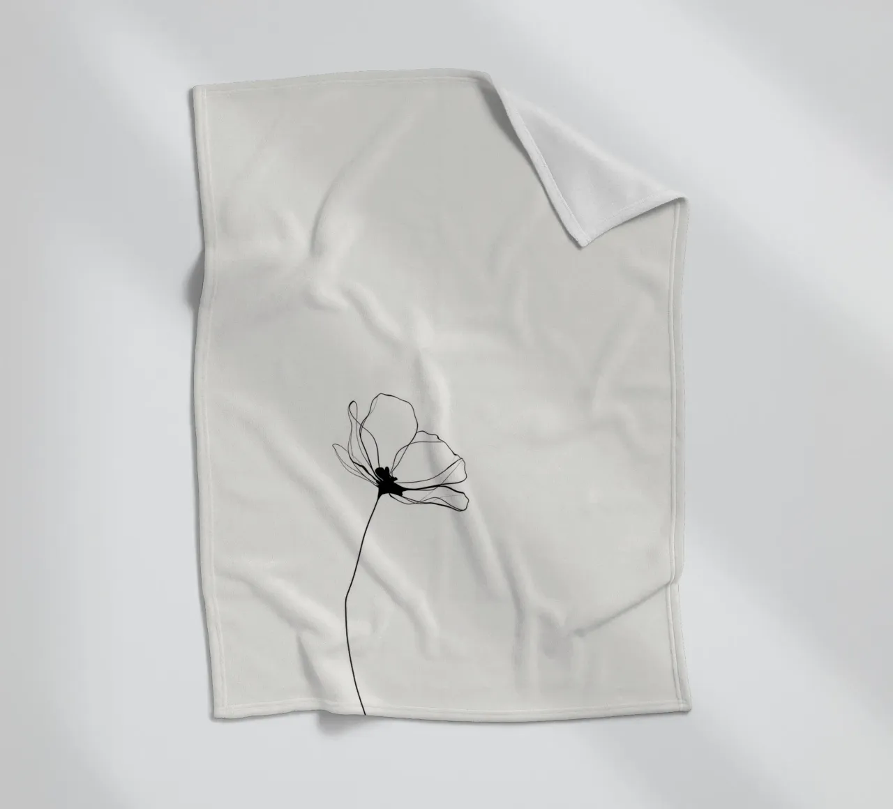 Hand-Drawn Flower – Minimal Botanical Line Art Print coperta in pile da Aralyn