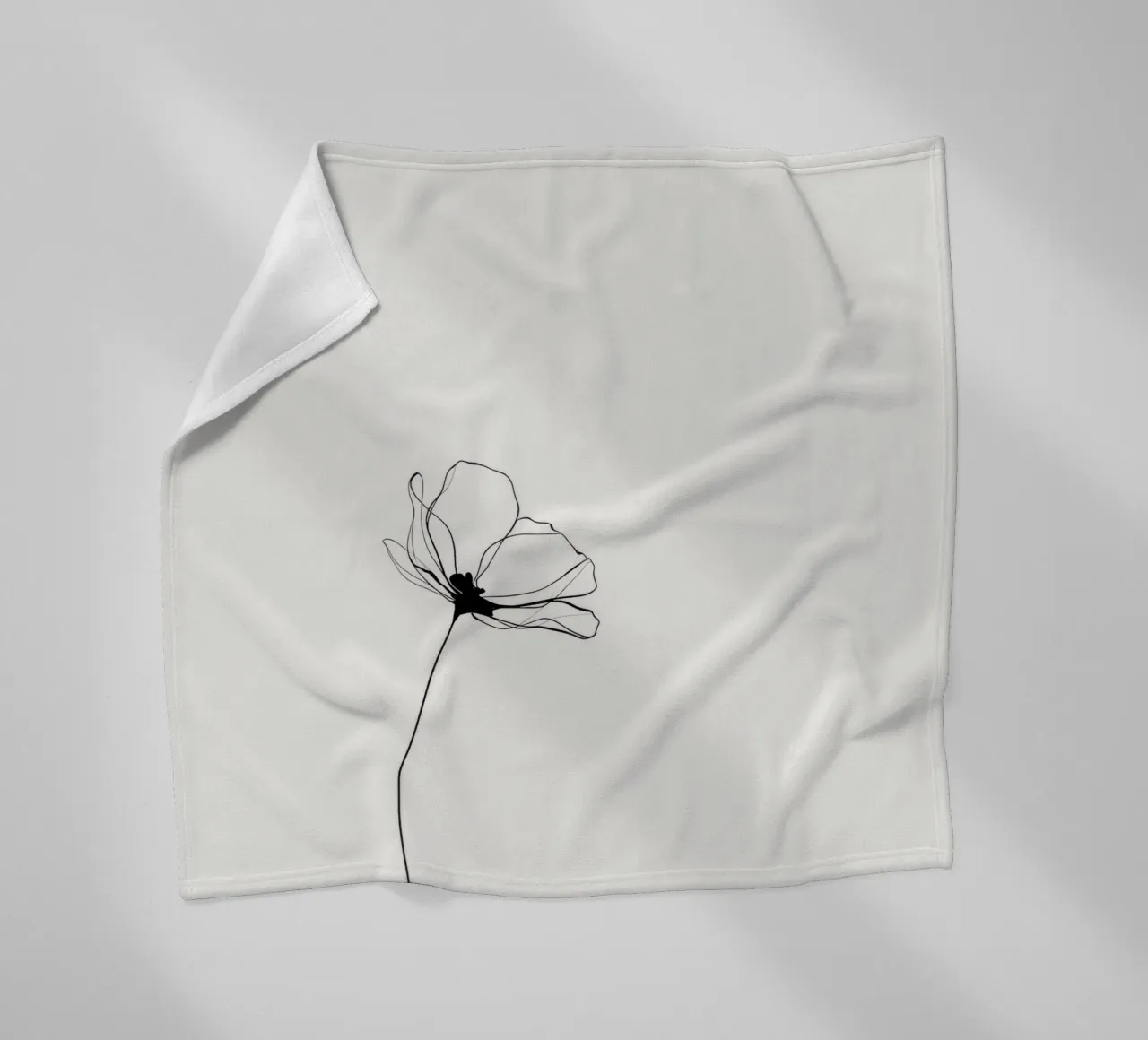 Hand-Drawn Flower – Minimal Botanical Line Art Print coperta in pile da Aralyn