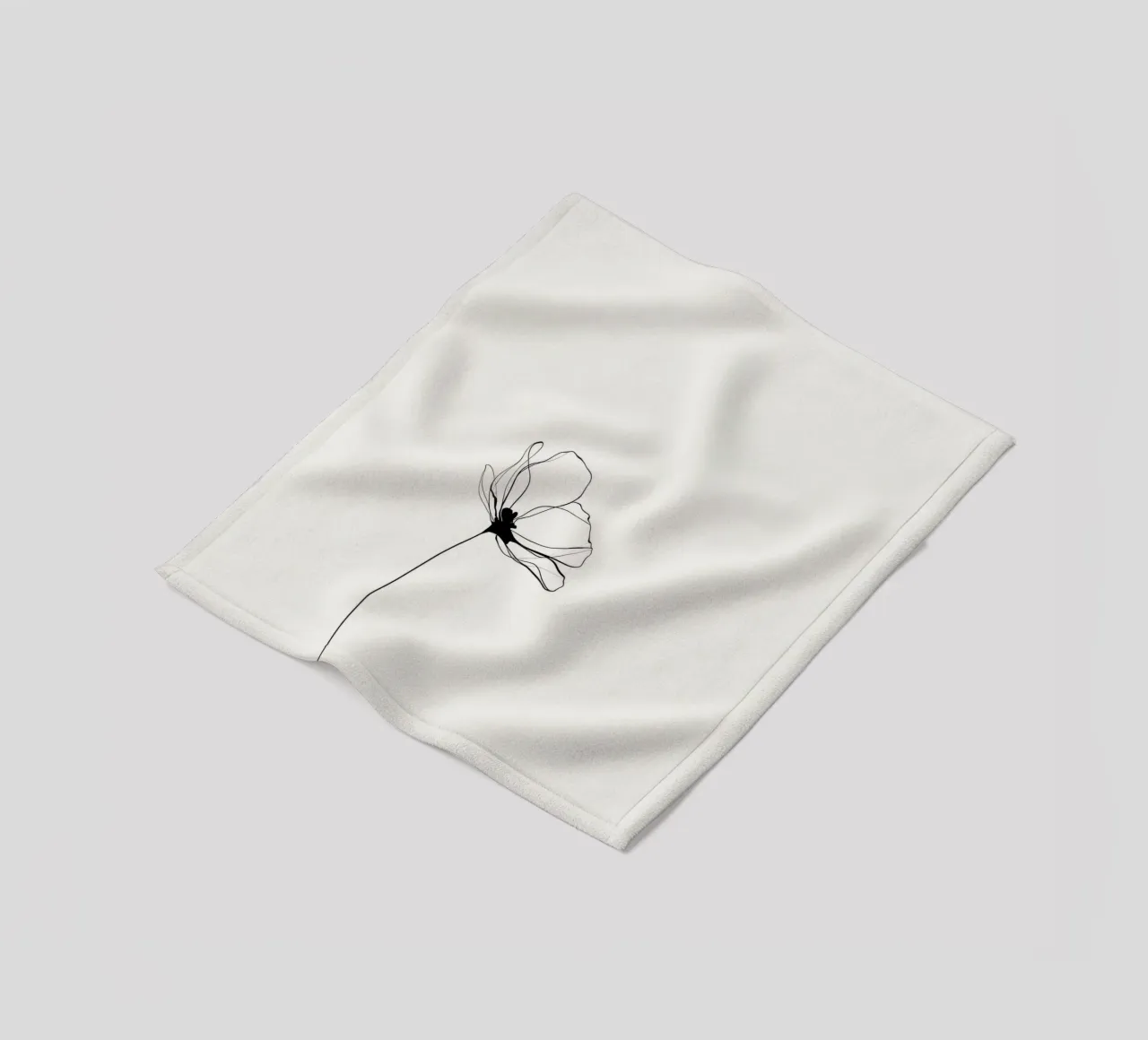 Hand-Drawn Flower – Minimal Botanical Line Art Print coperta in pile da Aralyn