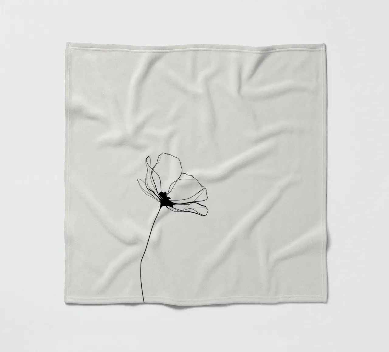 Hand-Drawn Flower – Minimal Botanical Line Art Print coperta in pile da Aralyn