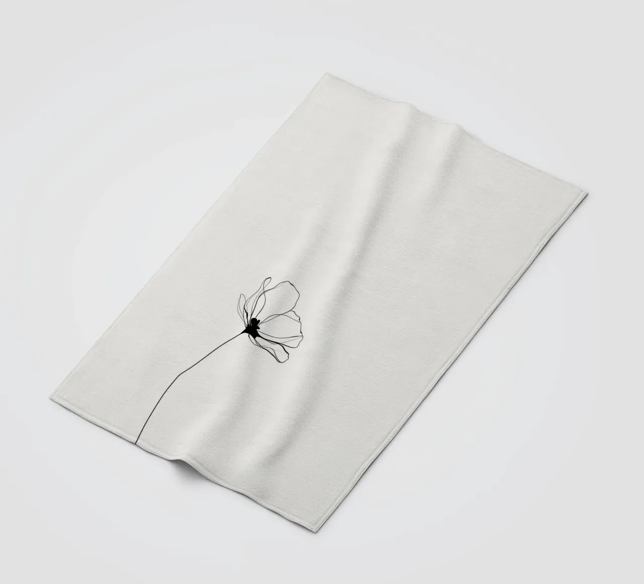 Hand-Drawn Flower – Minimal Botanical Line Art Print coperta in pile da Aralyn