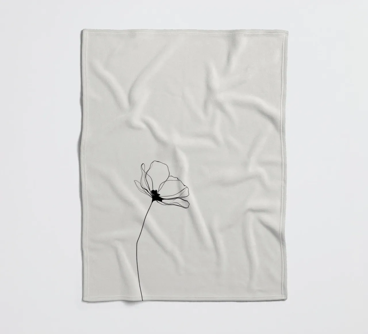 Hand-Drawn Flower – Minimal Botanical Line Art Print coperta in pile da Aralyn