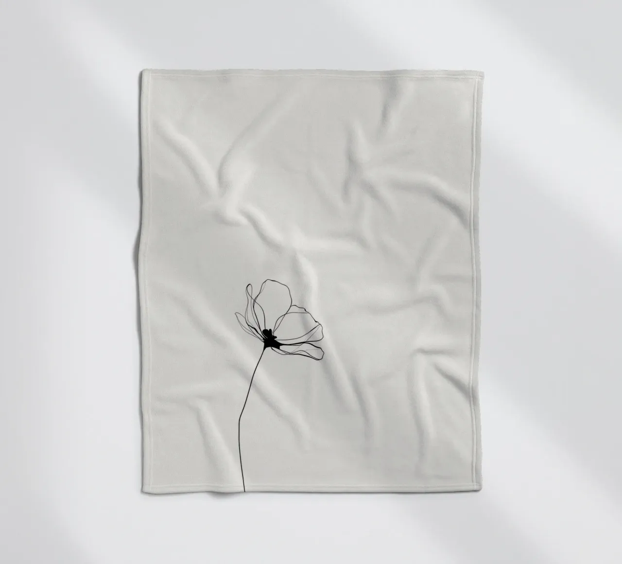 Hand-Drawn Flower – Minimal Botanical Line Art Print coperta in pile da Aralyn