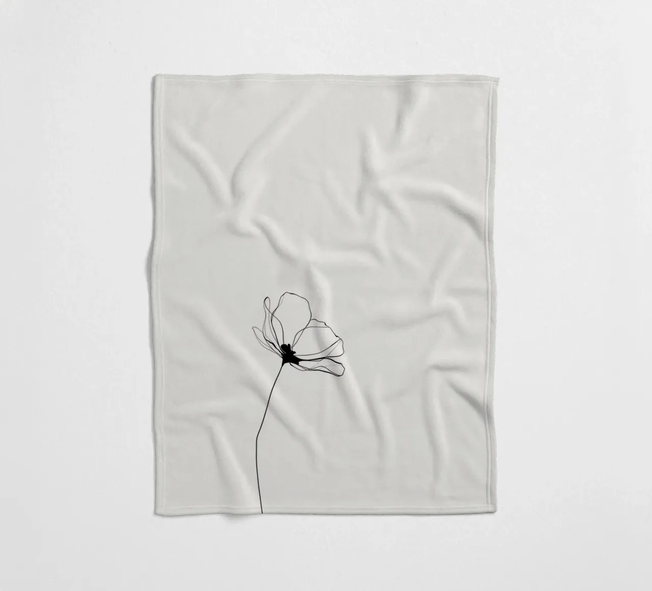 Hand-Drawn Flower – Minimal Botanical Line Art Print coperta in pile da Aralyn