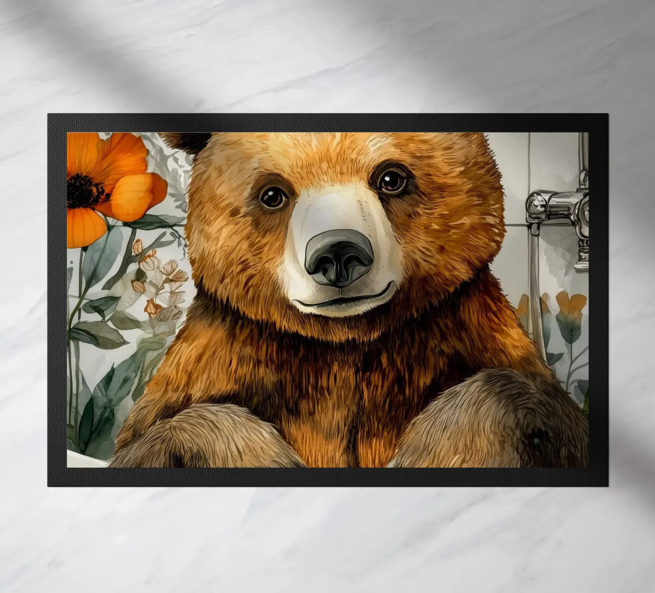 Bear taking bath doormat by Aqualine