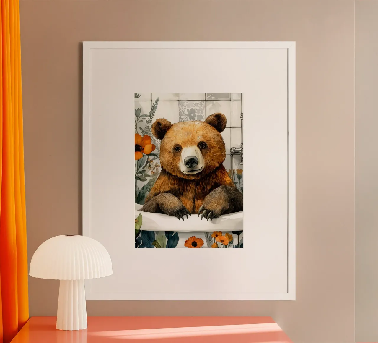 Bear taking bath poster by Aqualine