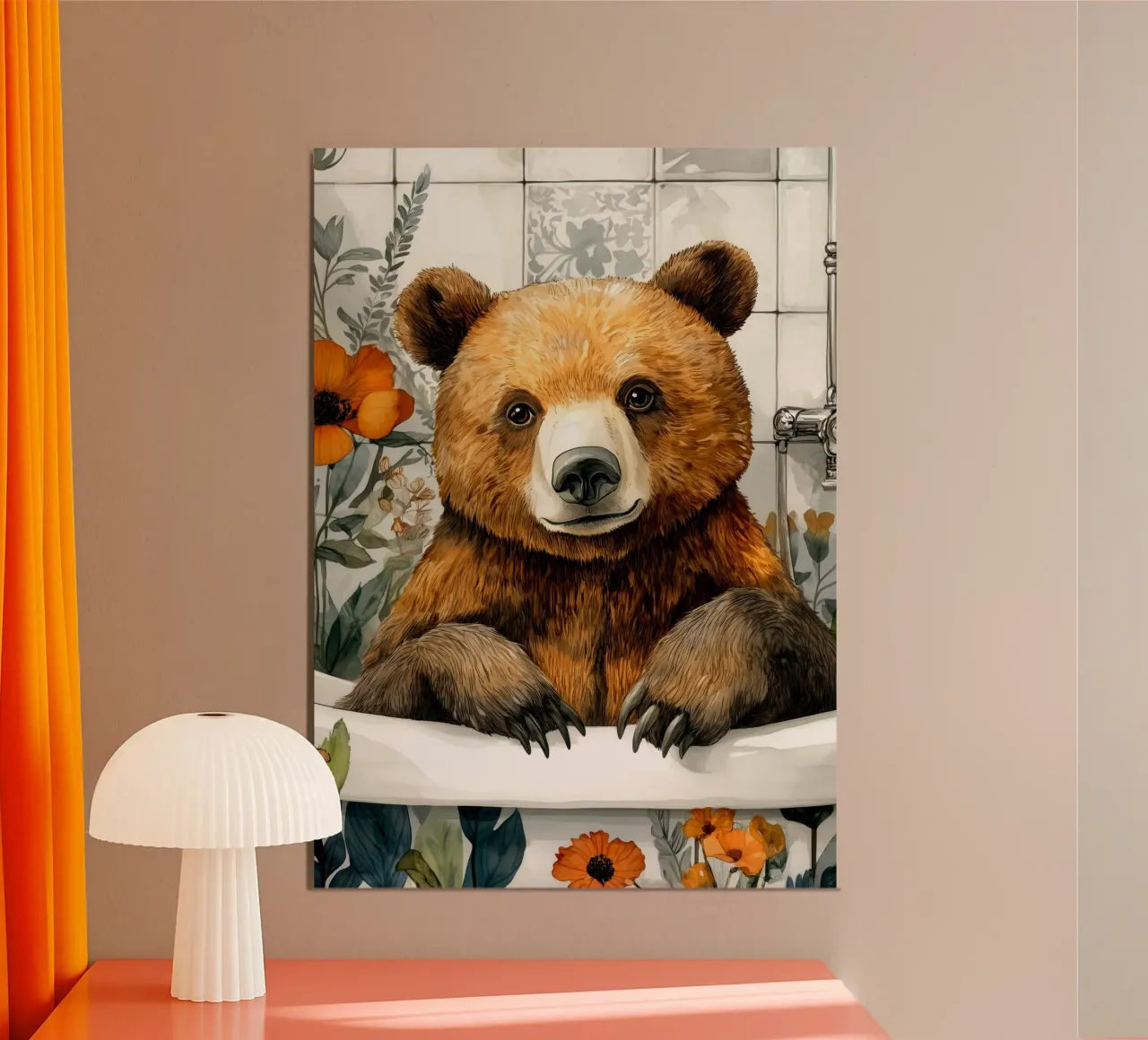 Bear taking bath poster by Aqualine