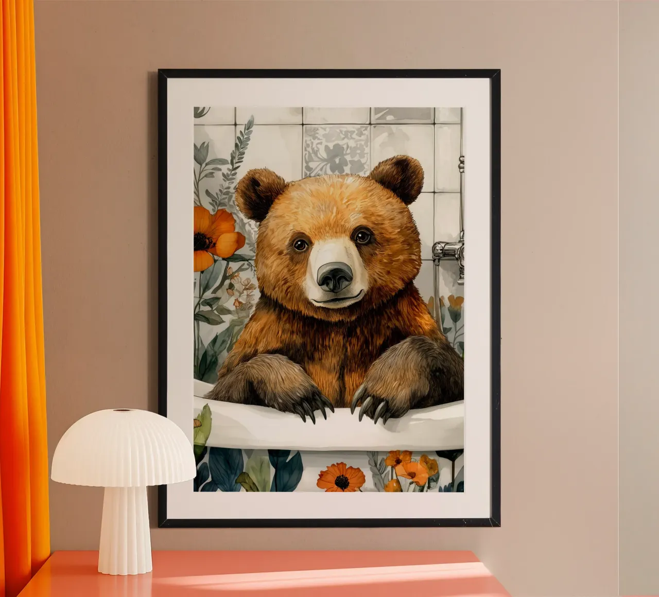 Bear taking bath poster by Aqualine
