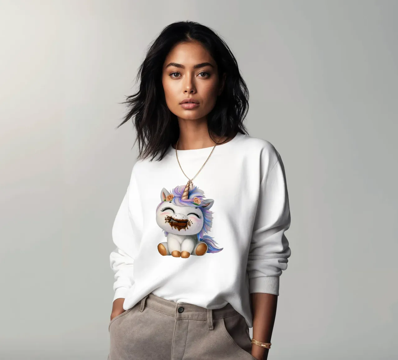 Chocolate makes you happy sweatshirt by Graphit und Farbe