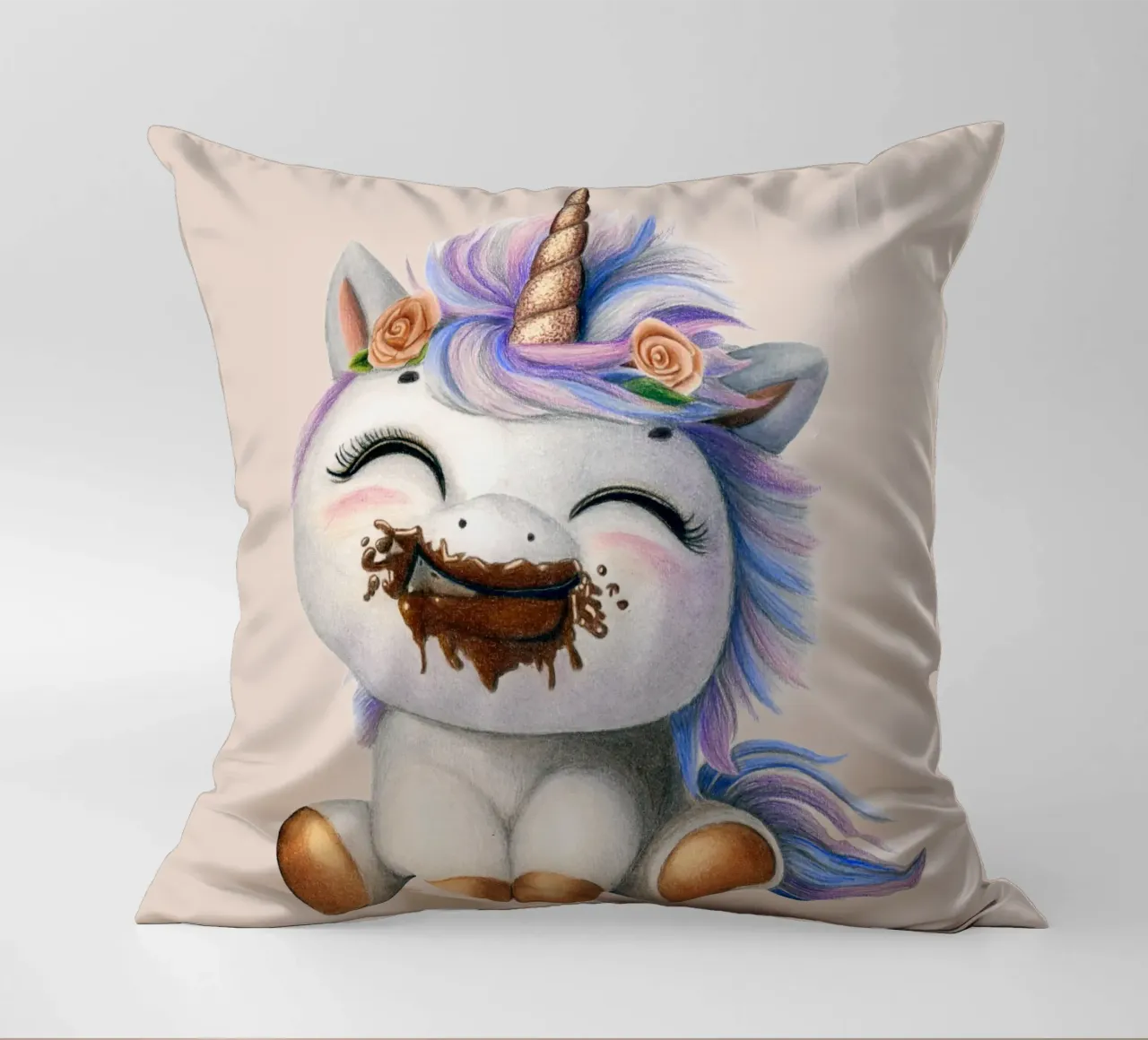 Chocolate makes you happy decorative cushion by Graphit und Farbe