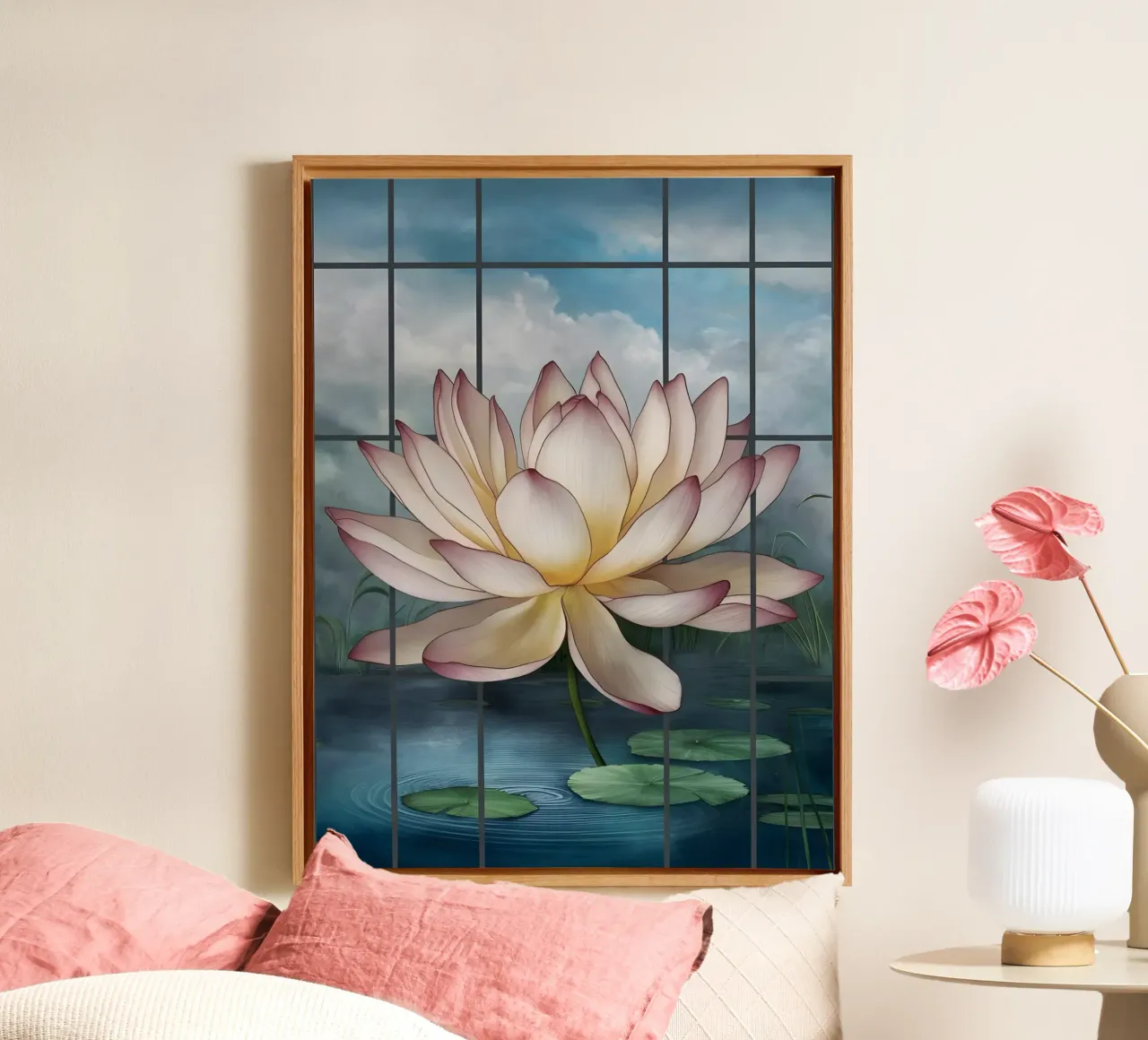 Serene lotus canvas met Baklijst van Artistic-shop