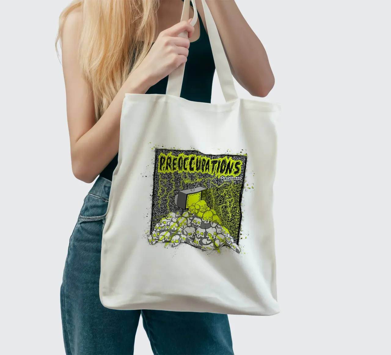 Preoccupations Skull Static borsa in juta da MR.A