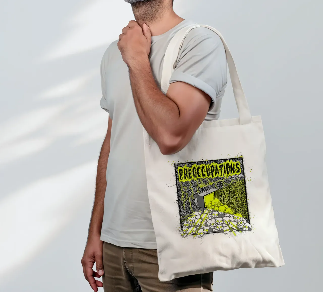 Preoccupations Skull Static borsa in juta da MR.A