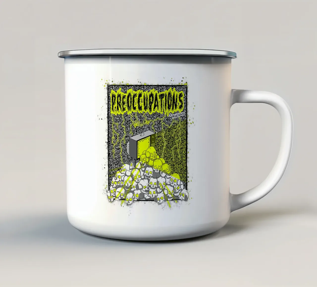 Preoccupations Skull Static emaille mok van MR.A