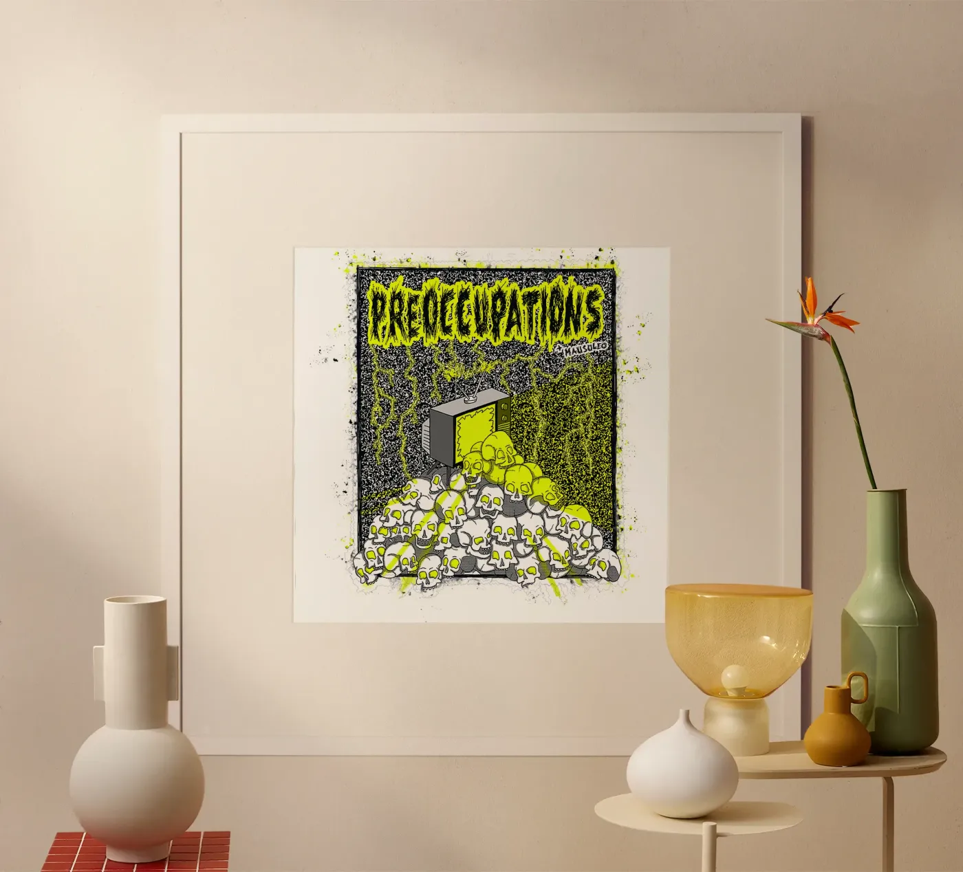 Preoccupations Skull Static poster van MR.A