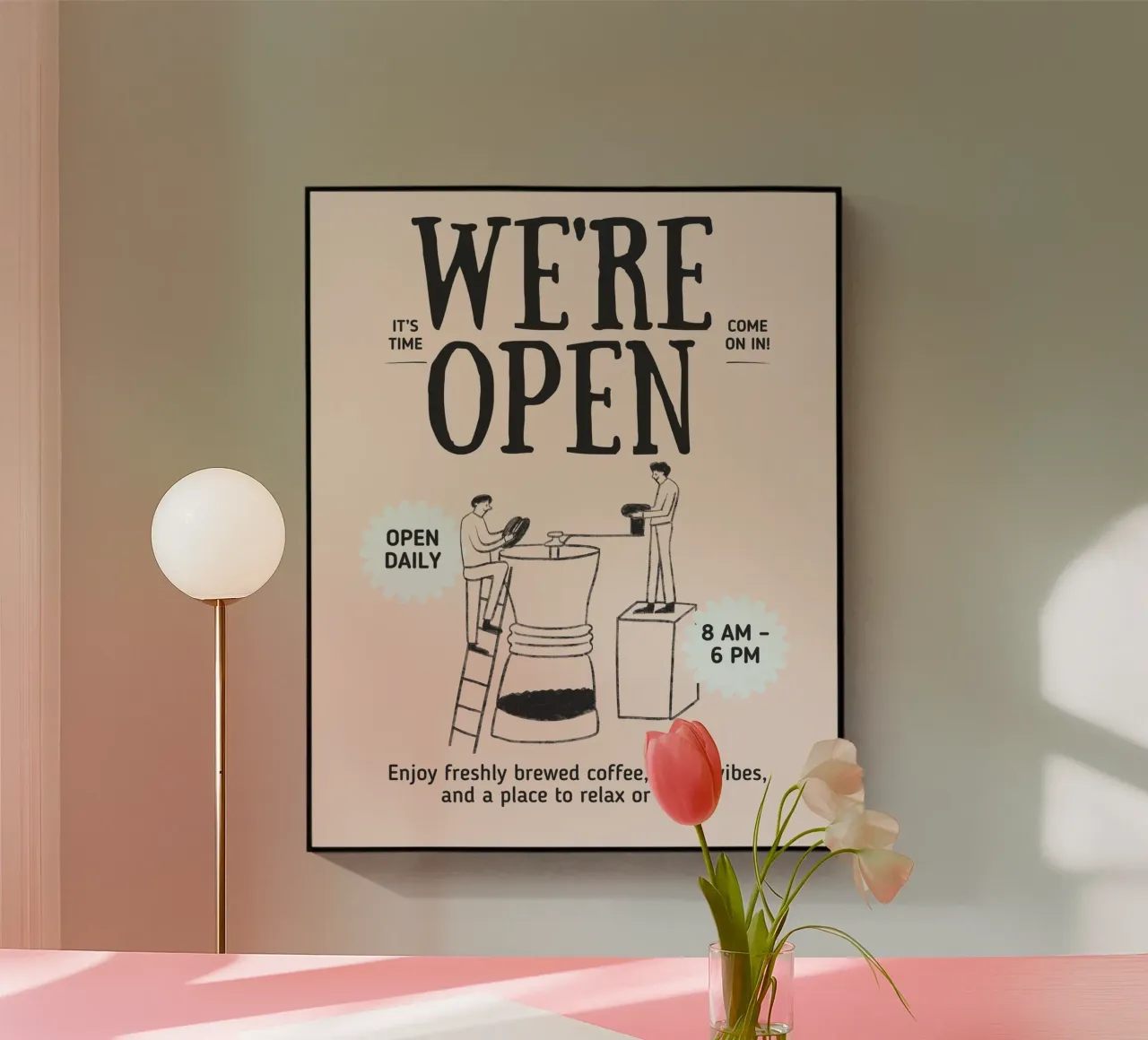 WE‘RE OPEN plexiglass da COFFEE CLUB