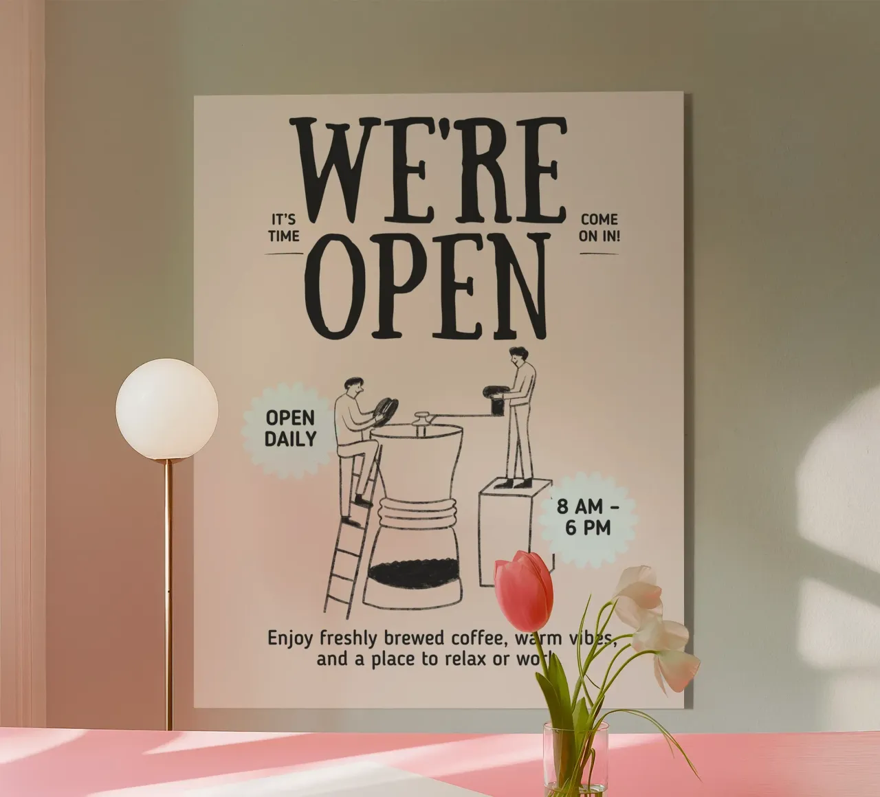 WE‘RE OPEN plexiglass da COFFEE CLUB