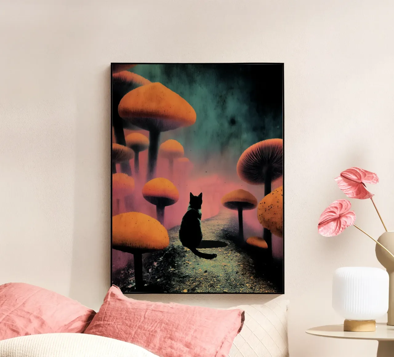 Black Cat in a Mystical Forest plexiglass da Jana Leonenkov Art