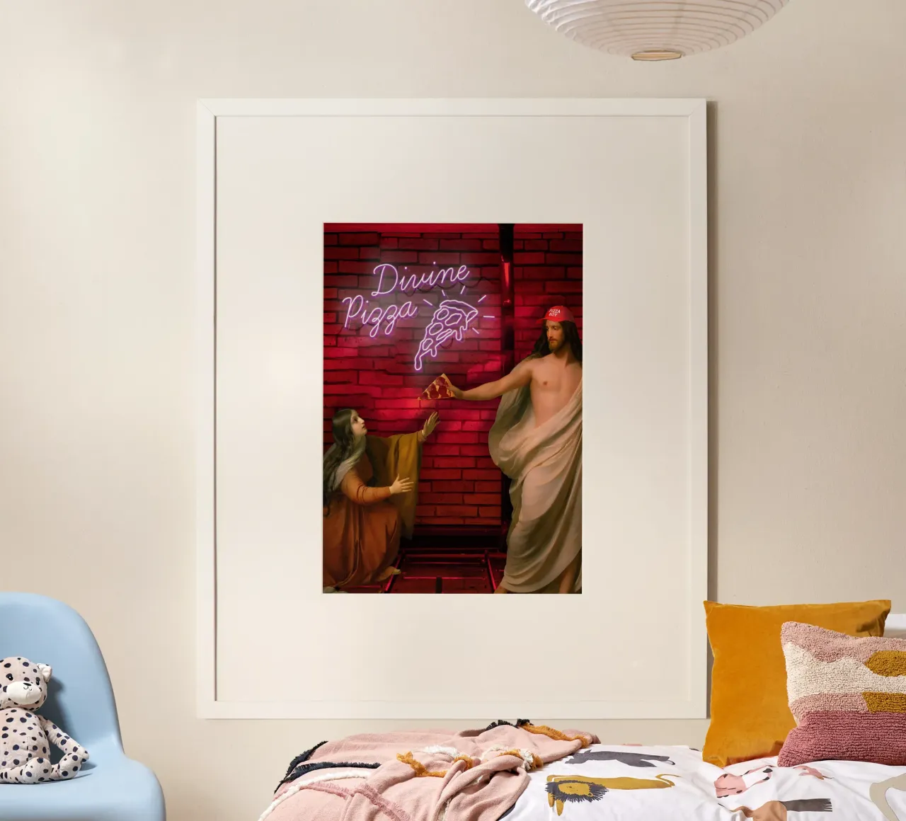 Divine Pizza poster con telaio in legno da Dikhotomy