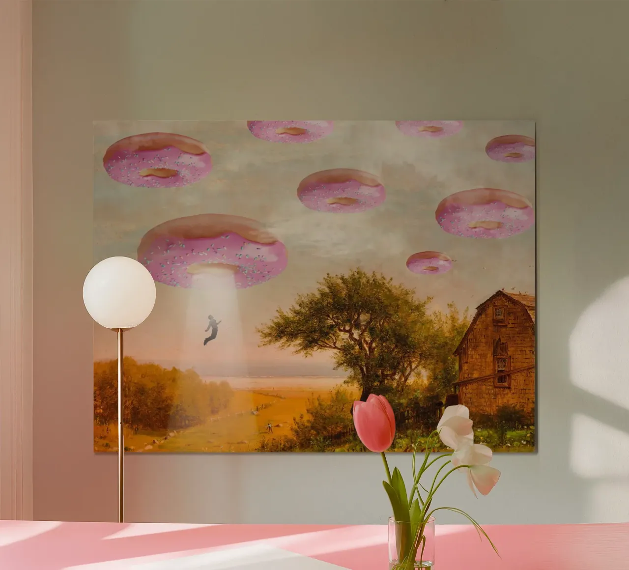 Donut invasion poster con telaio in legno da Dikhotomy