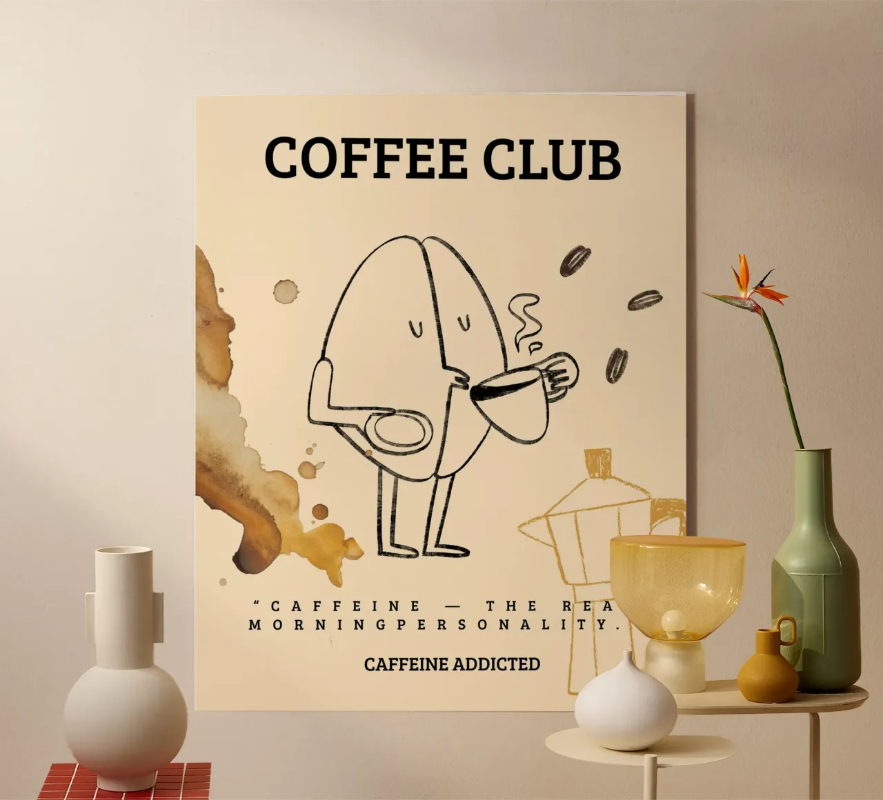 CAFFEINE ADDICTED plexiglass da COFFEE CLUB