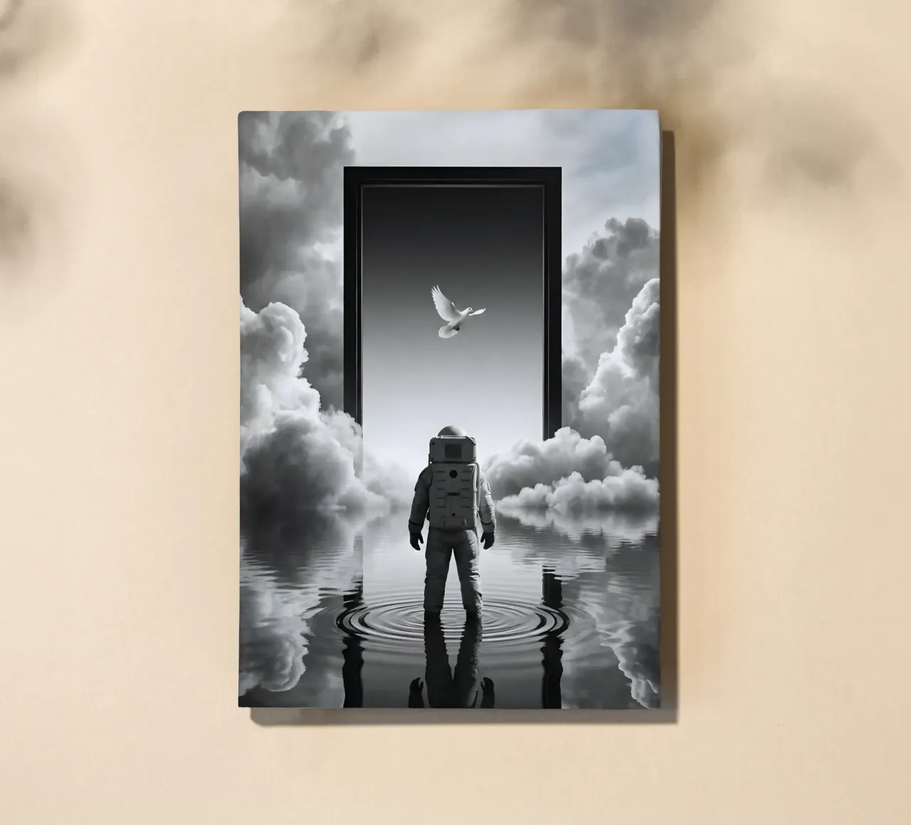 Astronaut at Portal with Dove in Surreal Dreamscape notebook by Cosmic Reverie Studio