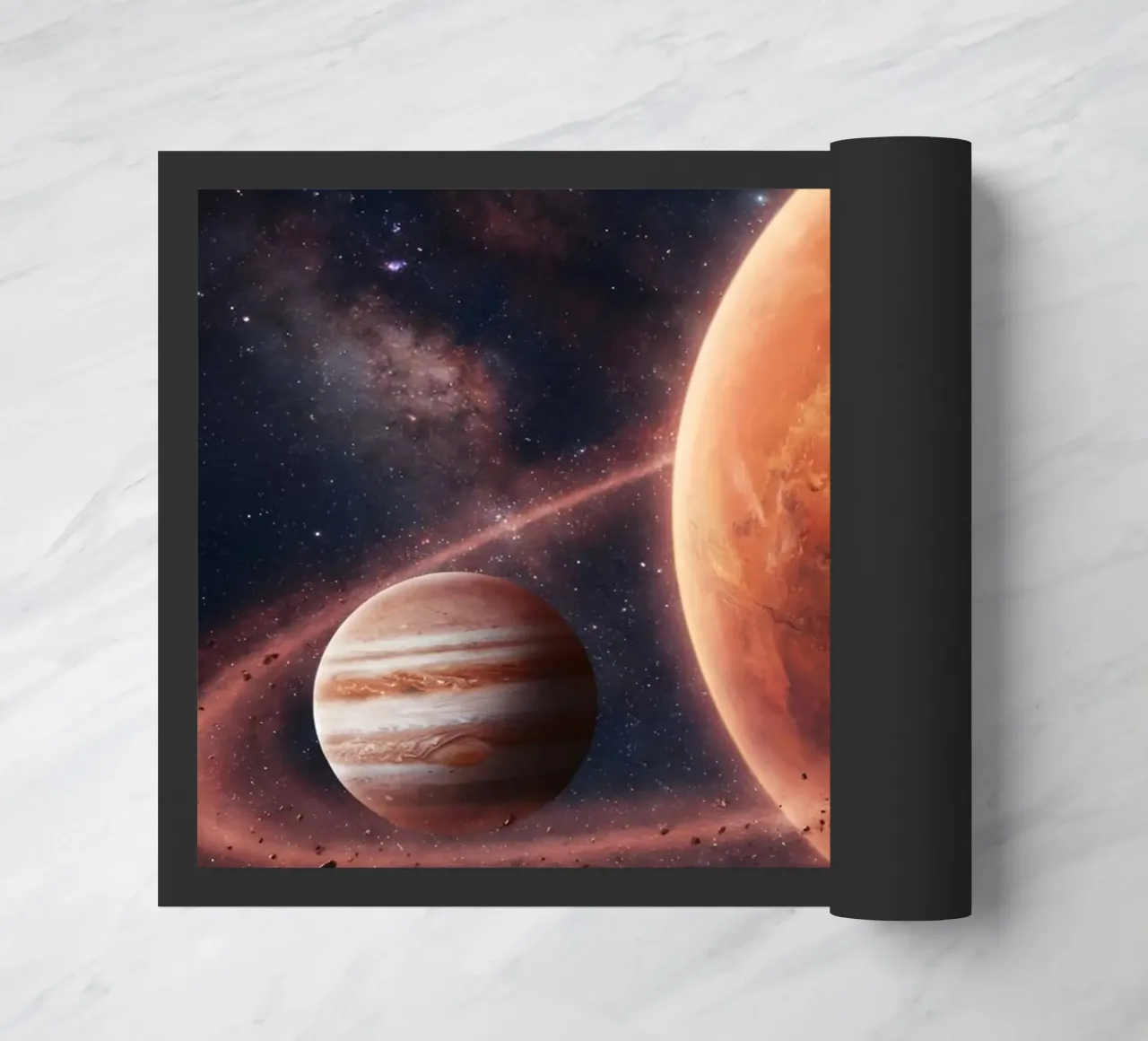 Epic Planetary Alignment in Deep Space Art doormat by Cosmic Reverie Studio