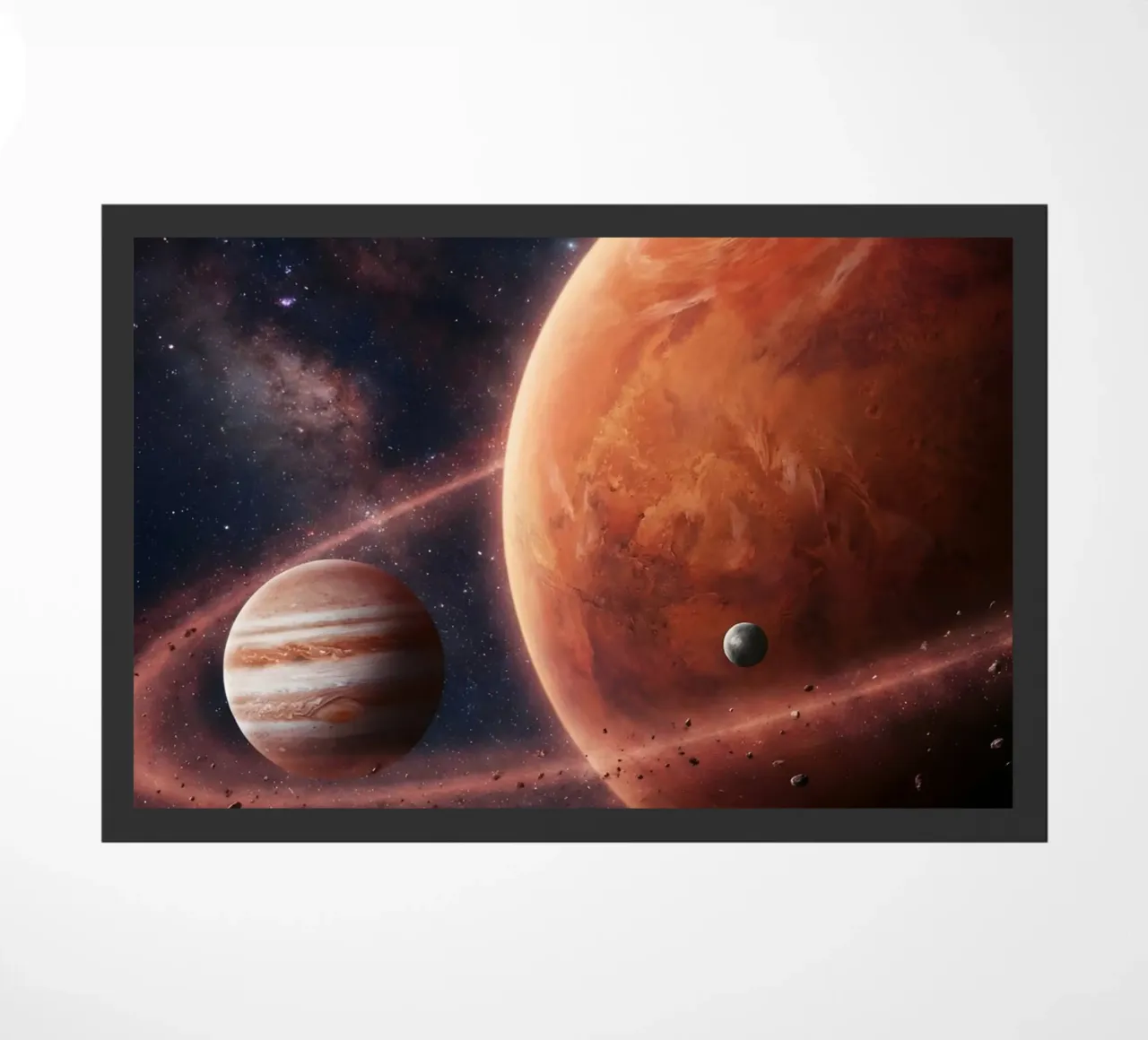 Epic Planetary Alignment in Deep Space Art doormat by Cosmic Reverie Studio
