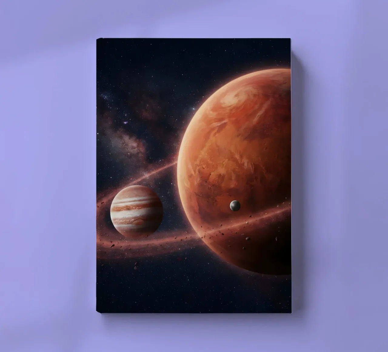 Epic Planetary Alignment in Deep Space Art notebook by Cosmic Reverie Studio