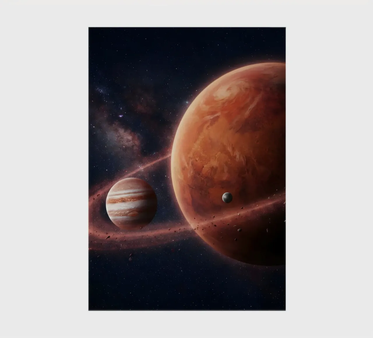 Epic Planetary Alignment in Deep Space Art notebook by Cosmic Reverie Studio