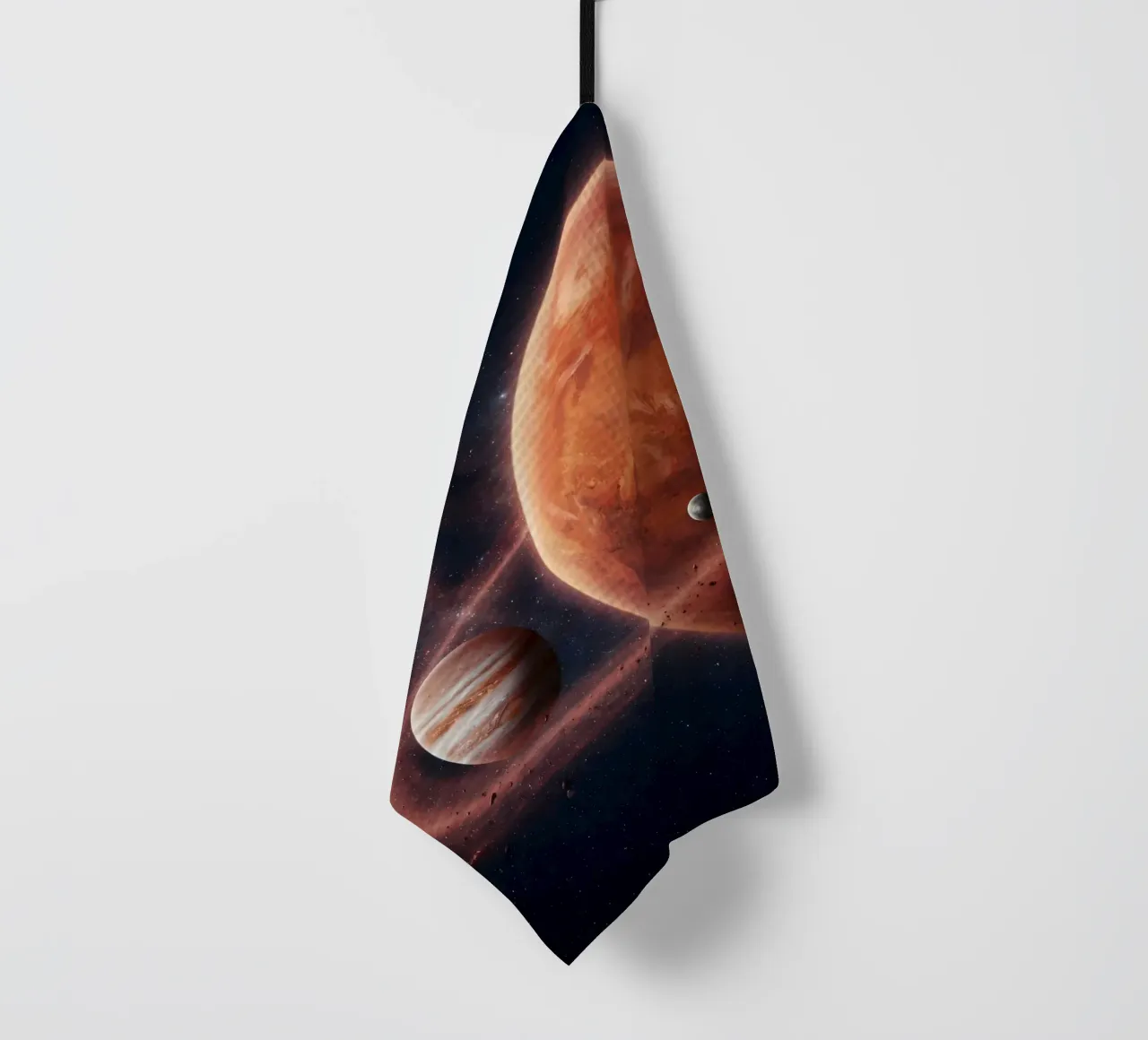 Epic Planetary Alignment in Deep Space Art tea towel by Cosmic Reverie Studio